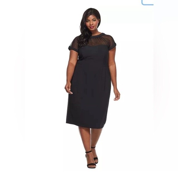 Maggy London Plus Size‎ Illusion-Trim Sheath Dress in Navy Size 20W - Picture 1 of 9